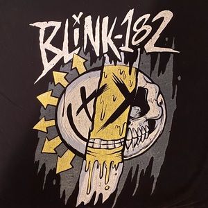Blink 182 T Shirt Mixed Up Smiley Face Band Logo  Black